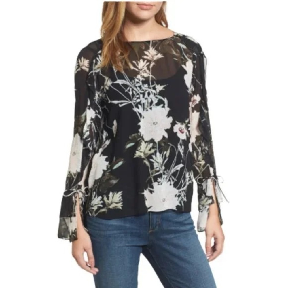 Lucky Brand Floral sheer blouse, Size S